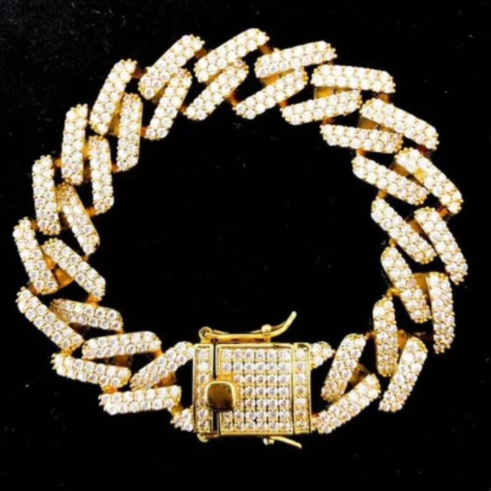 Icy Bling Chunky Chain Link Ice chain bracelet 18k finish filled